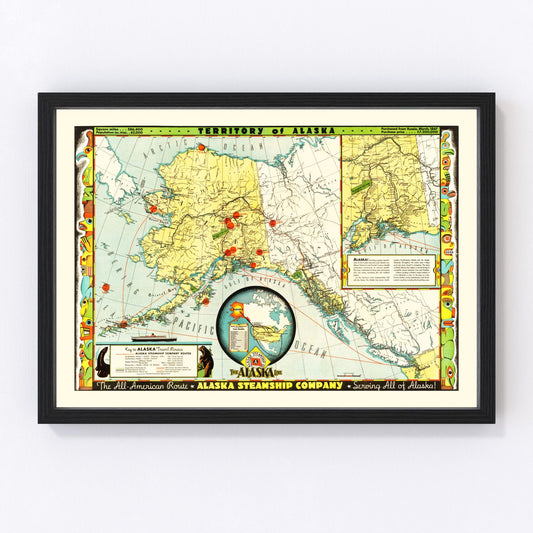 Vintage Map of Alaska 1936