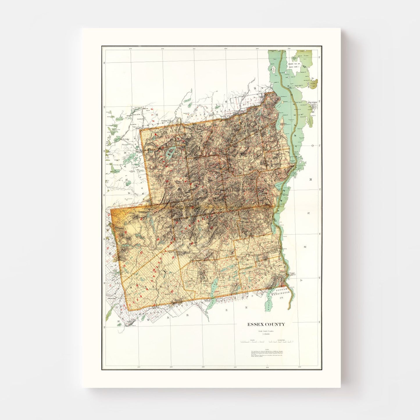 Vintage Map of Essex County, New York 1895