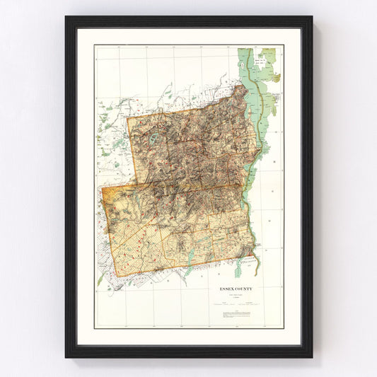 Vintage Map of Essex County, New York 1895