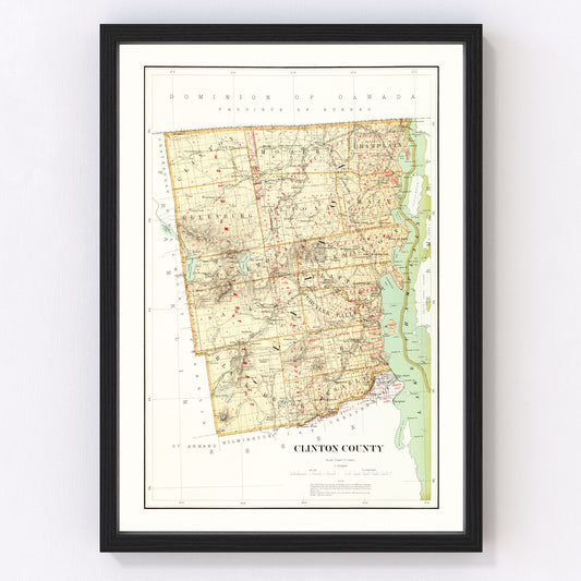 Vintage Map of Clinton County, New York 1895