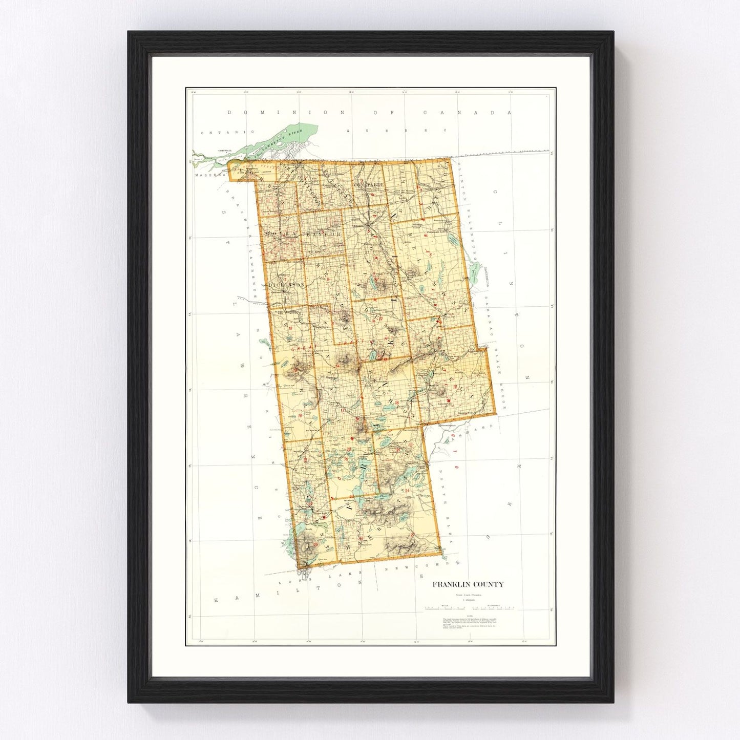 Vintage Map of Franklin County, New York 1895
