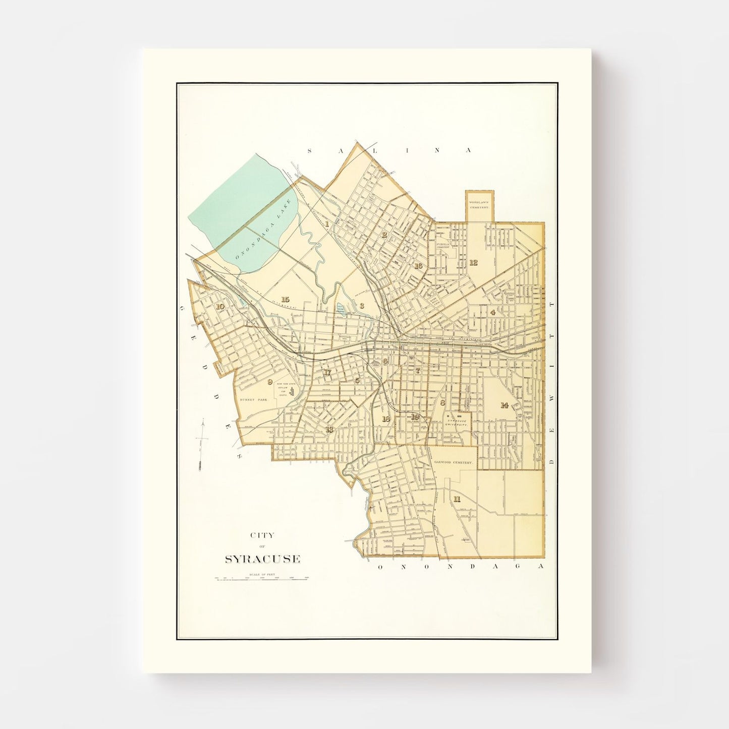 Vintage Map of Syracuse, New York 1895