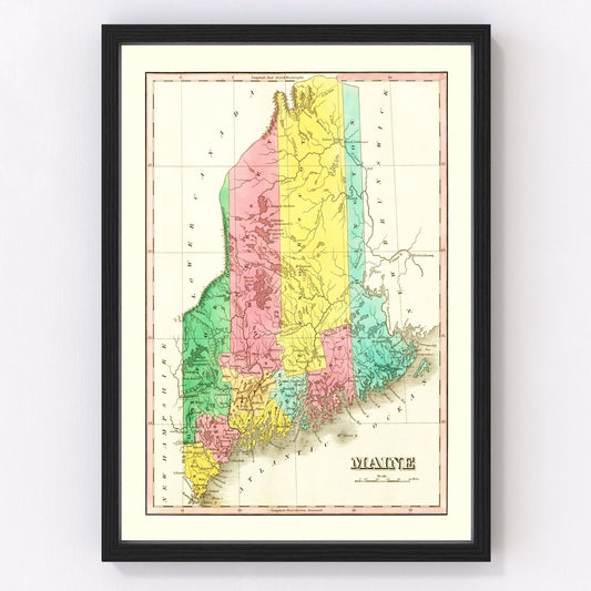 Vintage Map of Maine 1831