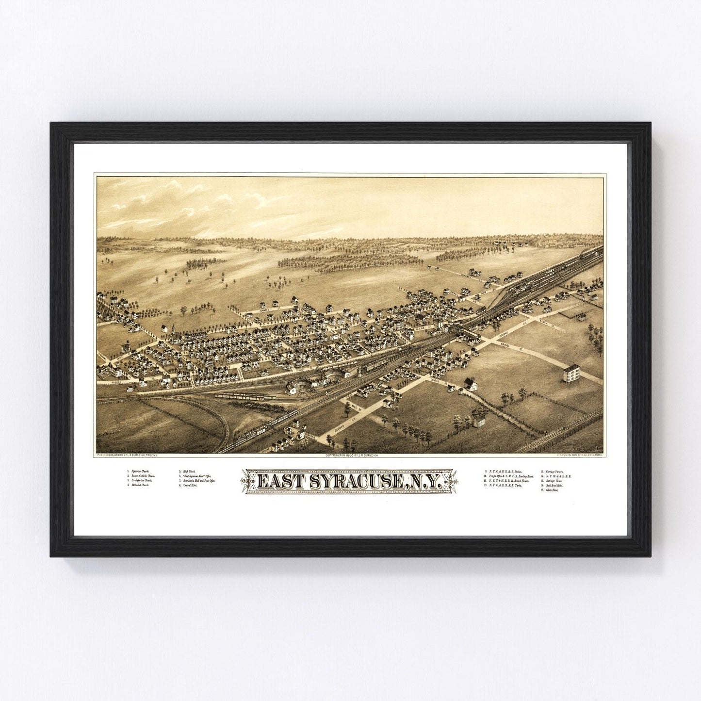 Vintage Map of East Syracuse, New York 1885