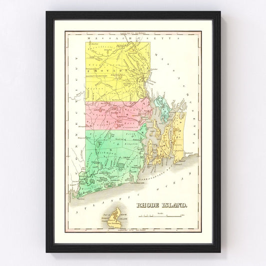 Vintage Map of Rhode Island 1831