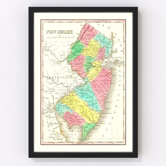 Vintage Map of New Jersey 1831