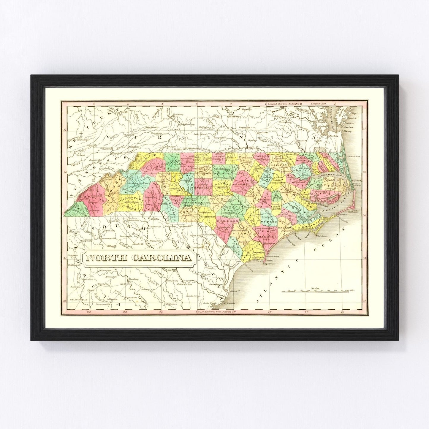 Vintage Map of North Carolina 1831