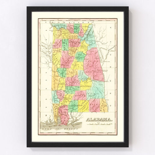 Vintage Map of Alabama 1831