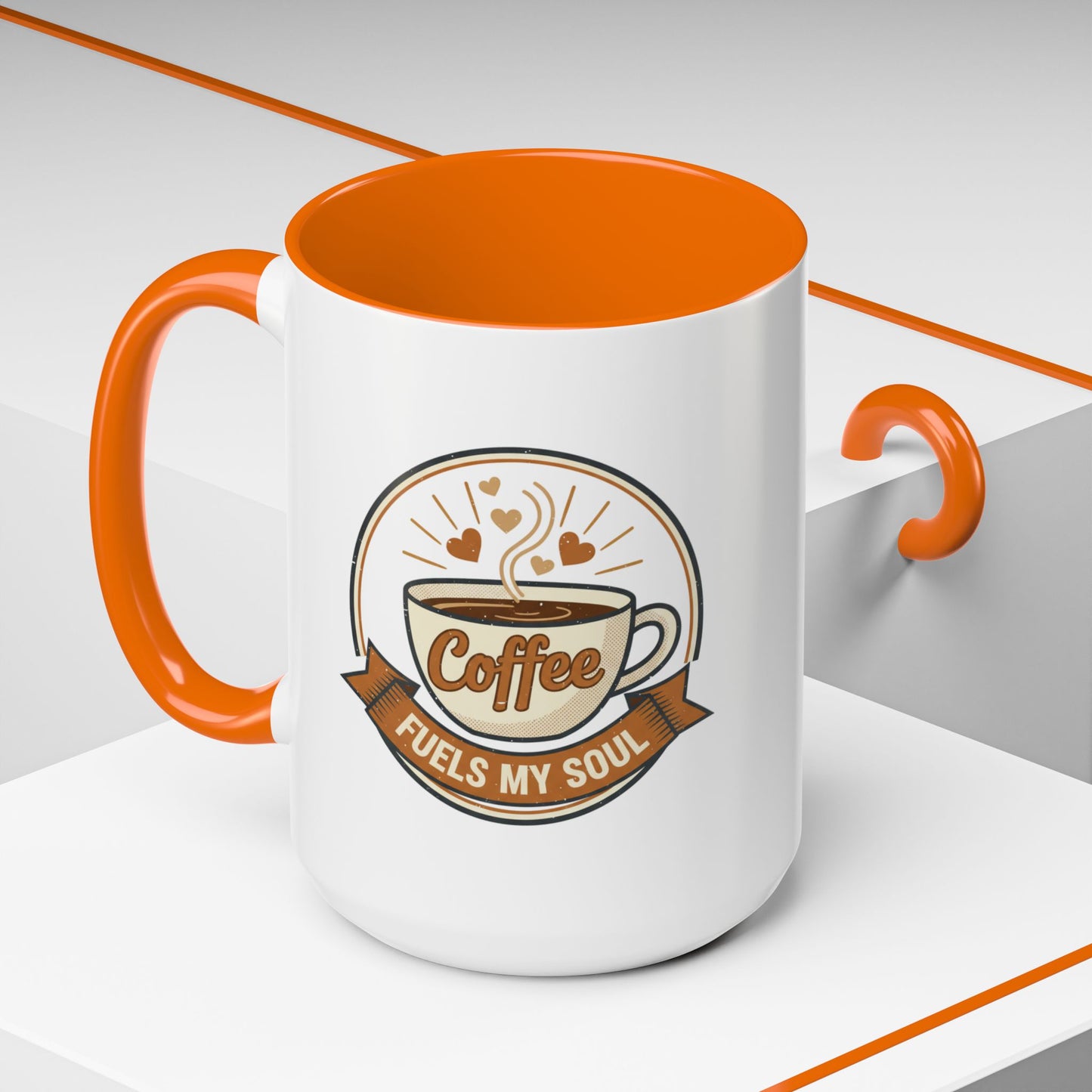 Coffee Mug - "Coffee Fuels My Soul" Accent Ceramic Mug (11/15oz)