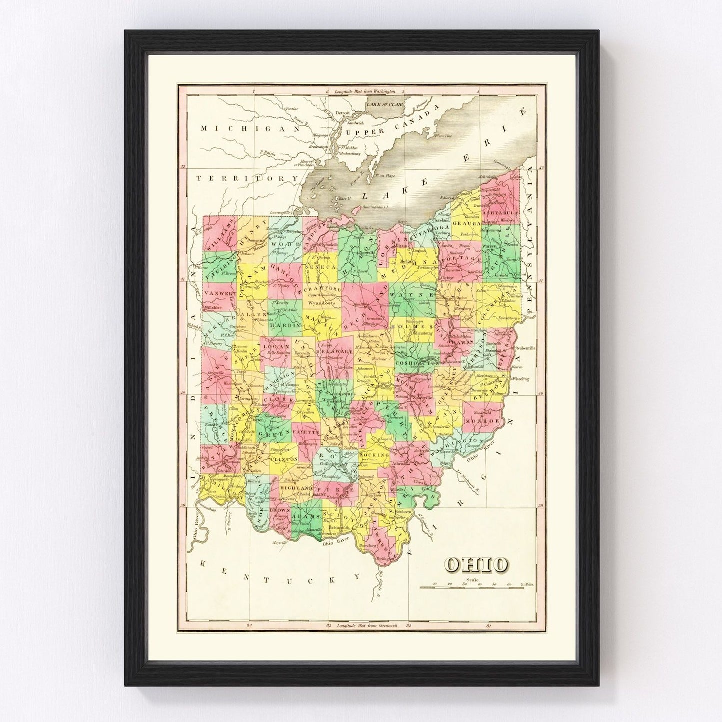 Vintage Map of Ohio 1831