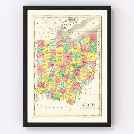 Vintage Map of Ohio 1831