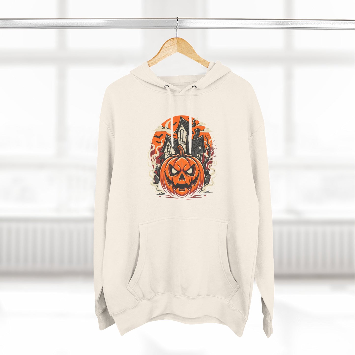 Halloween Pumpkin Hoodie — Jack-O'-Lantern Haunted House Fleece Hoodie