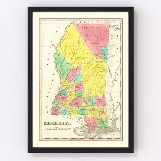 Vintage Map of Mississippi 1831