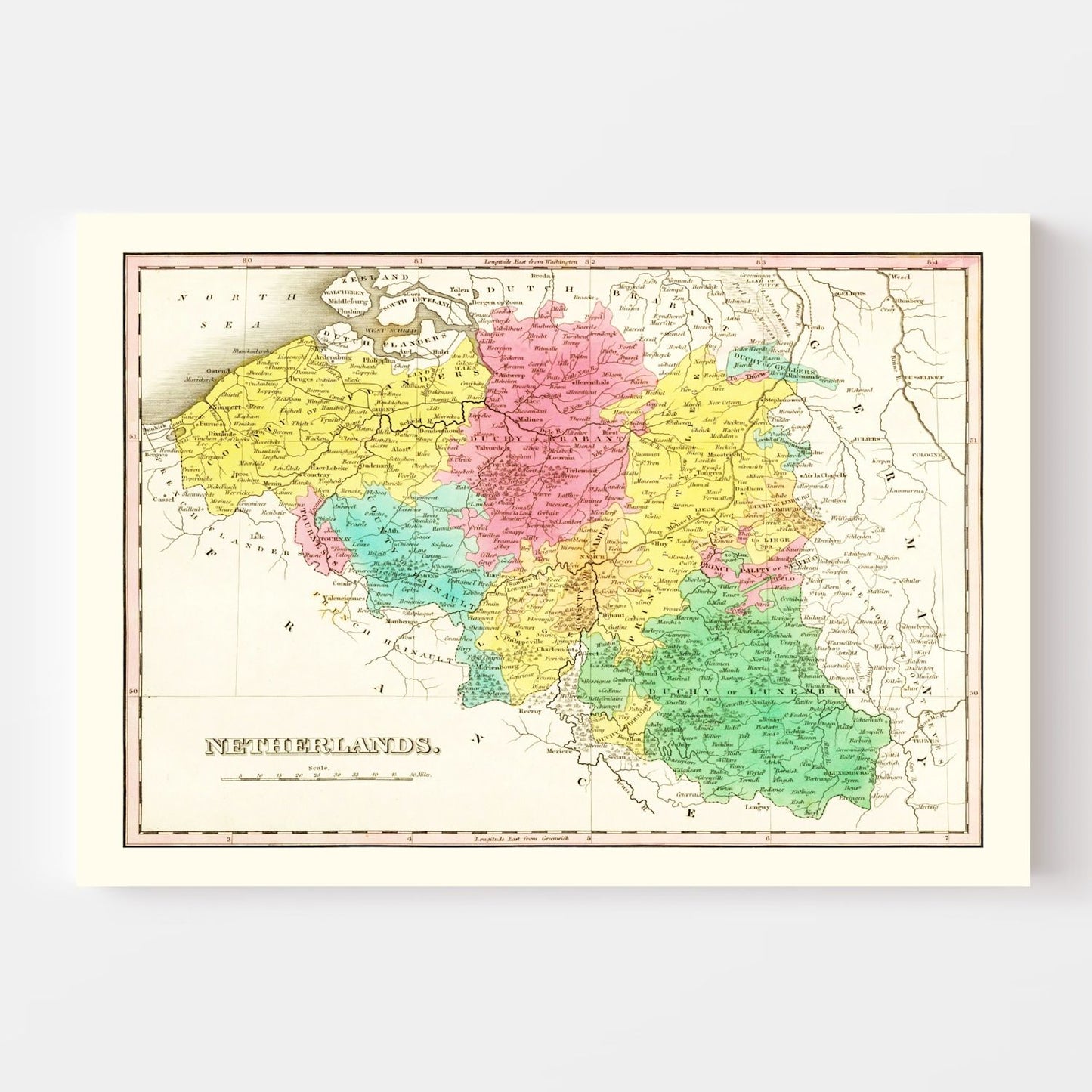 Vintage Map of Netherlands 1831