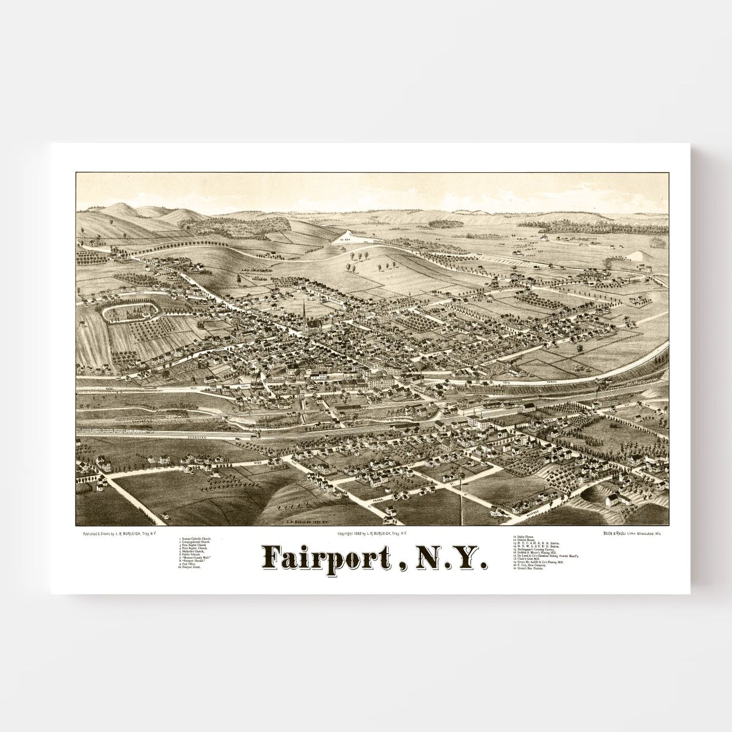 Vintage Map of Fairport, New York 1885