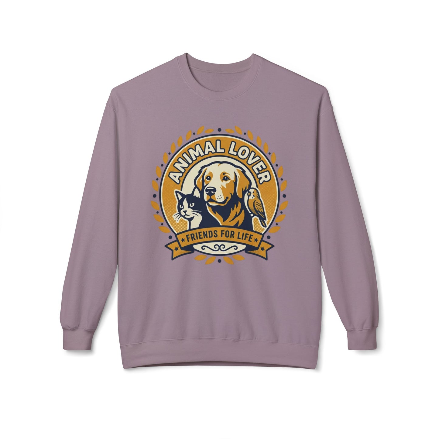 Animal Lover Crewneck Sweatshirt — "Animal Lover • Friends for Life" Graphic