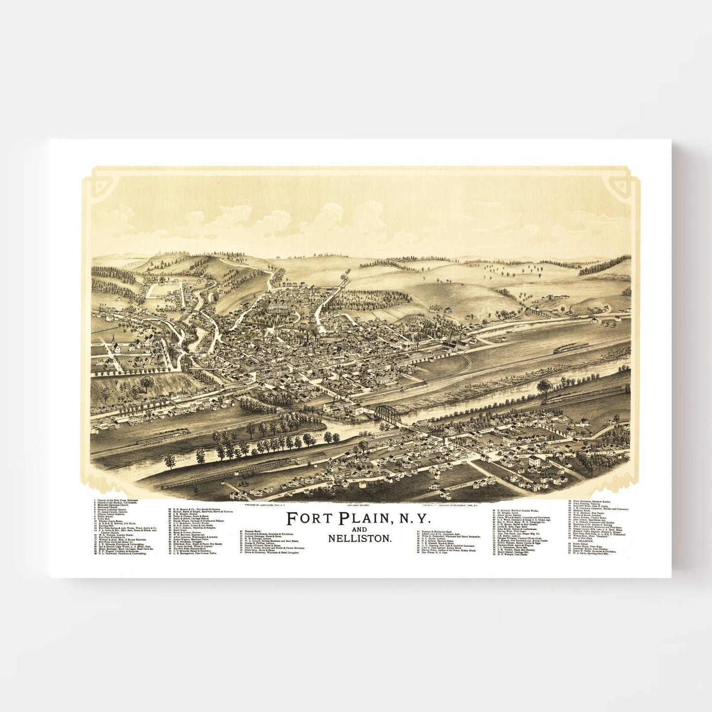 Vintage Map of Fort Plain, New York 1891