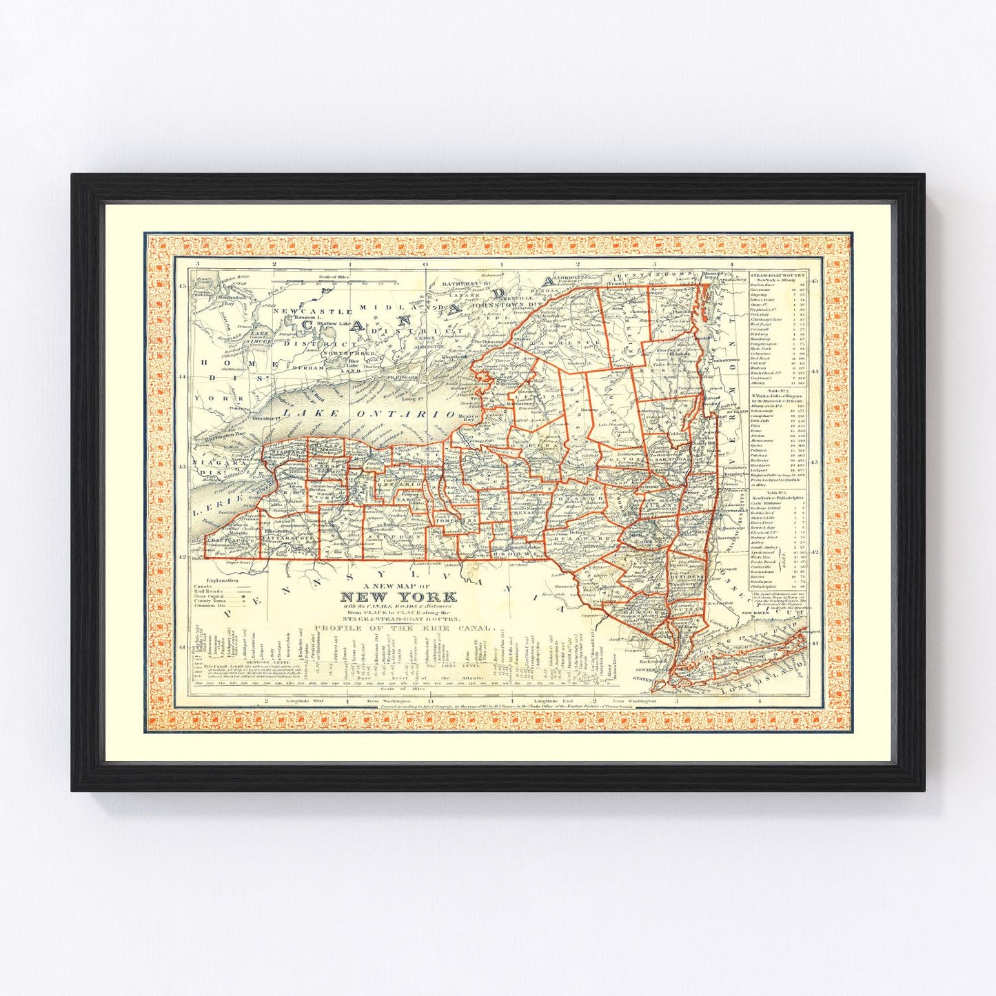 Vintage Map of New York 1846