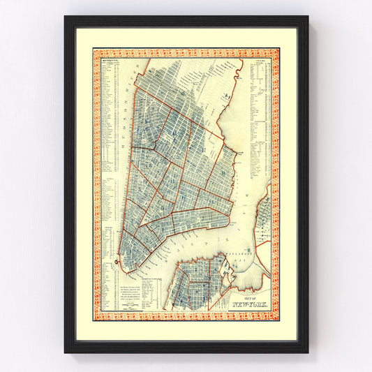 Vintage Map of New York City, New York 1846