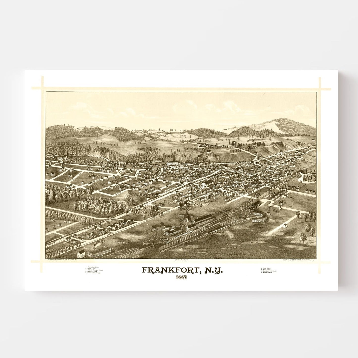 Vintage Map of Frankfort, New York 1887