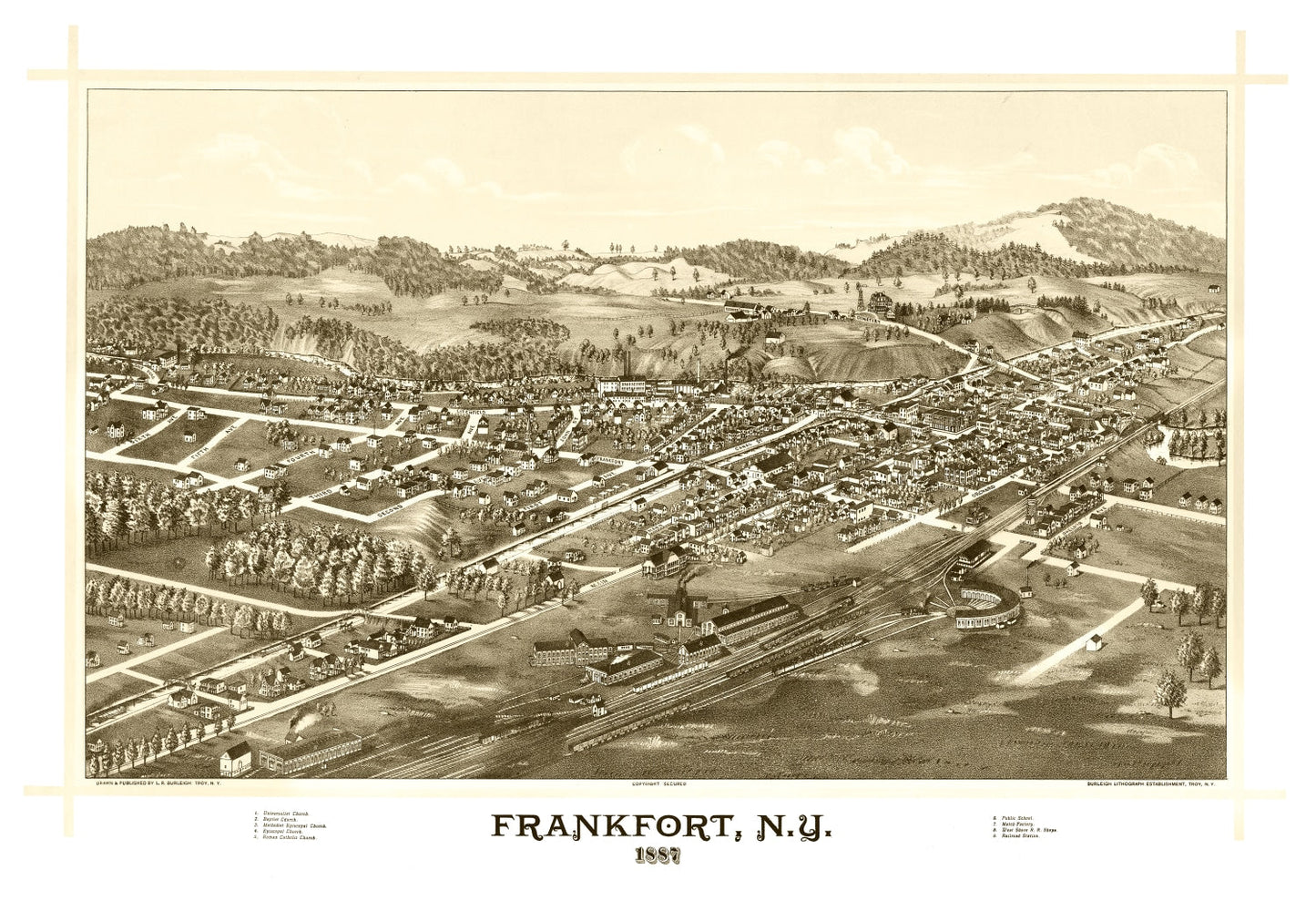 Vintage Map of Frankfort, New York 1887