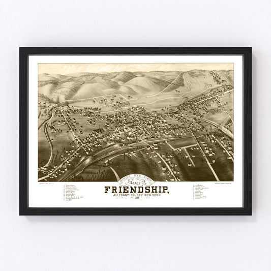 Vintage Map of Friendship, New York 1882