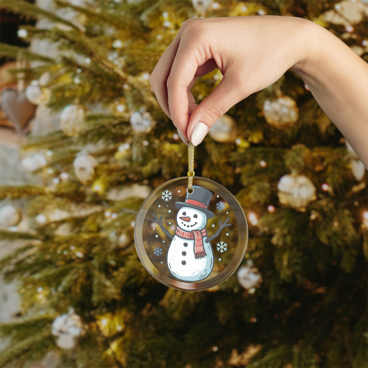 Snowman Glass Ornament
