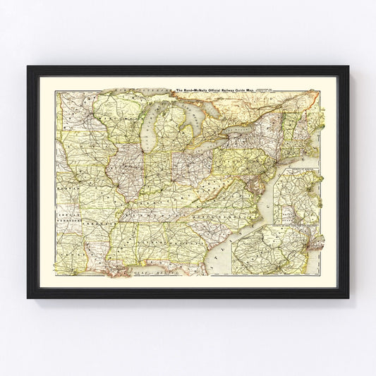 Vintage Railroad Map of United States 1877