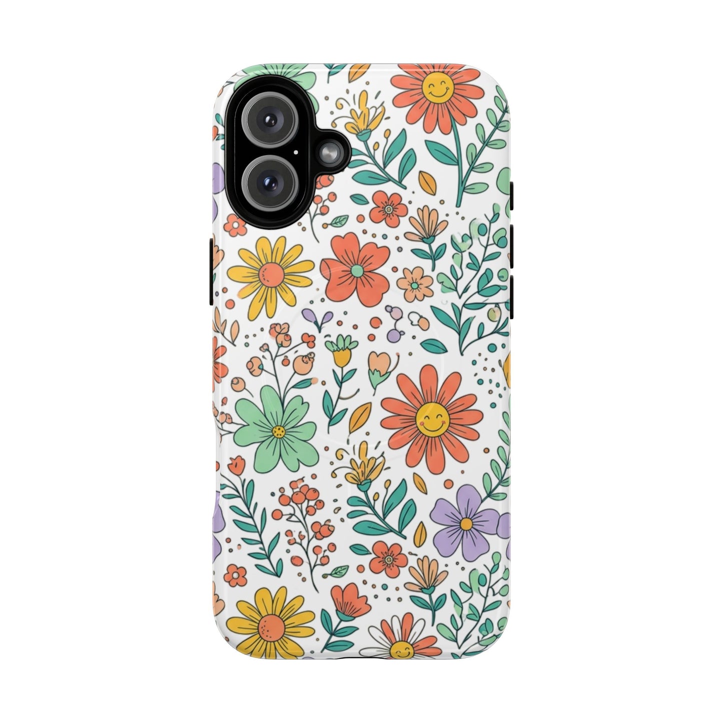 Floral Doodle Tough Magnetic Phone Case – Colorful Wildflower Protection