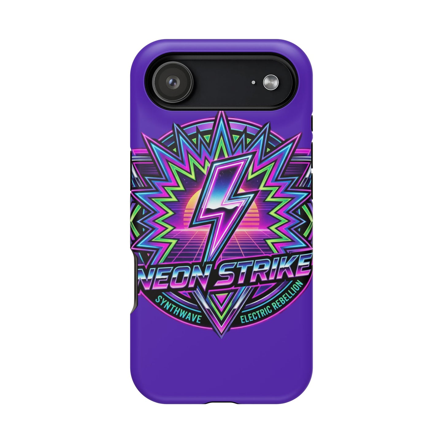 Neon Strike Phone Case — Retro 80s Lightning Magnetic Impact-Resistant Cover