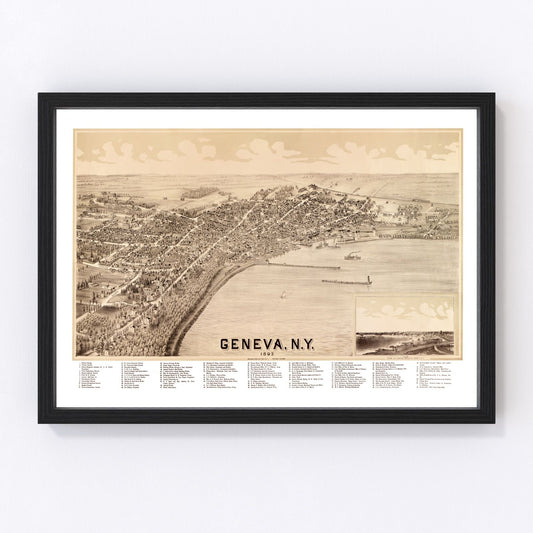 Vintage Map of Geneva, New York 1893