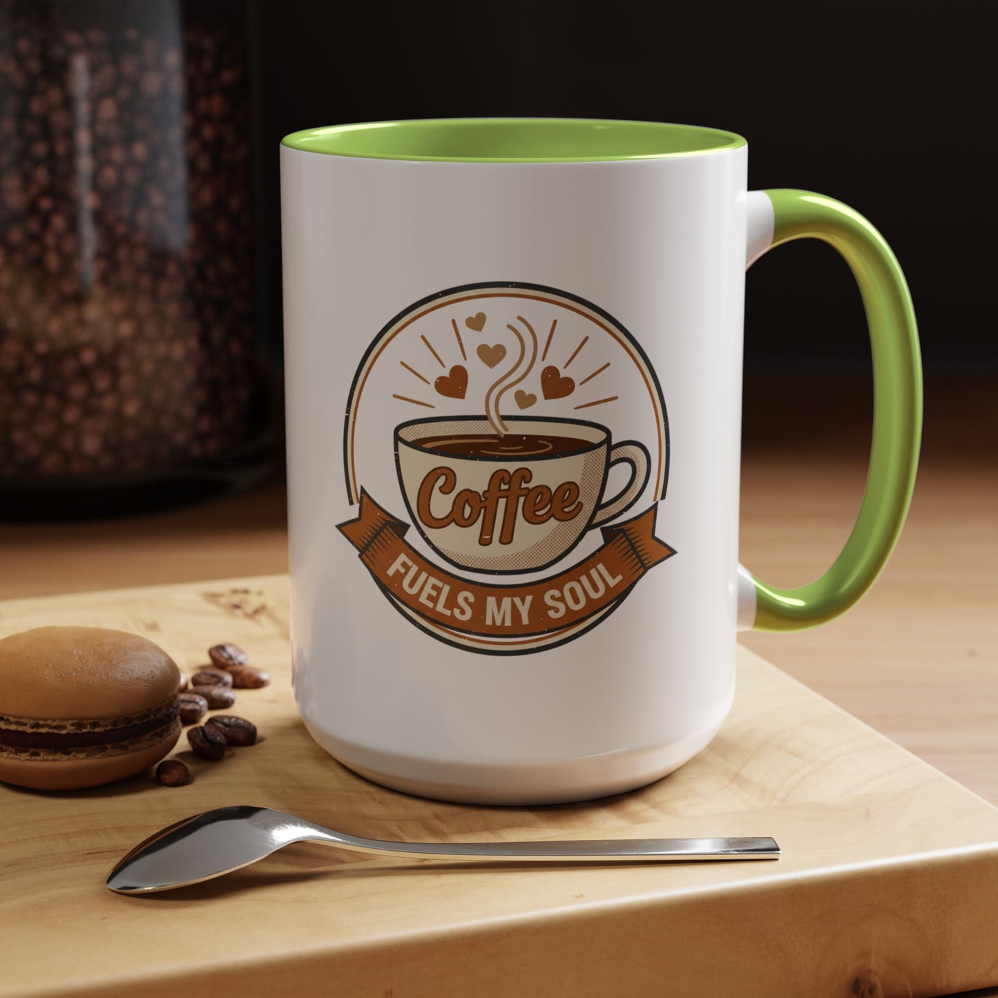 Coffee Mug - "Coffee Fuels My Soul" Accent Ceramic Mug (11/15oz)