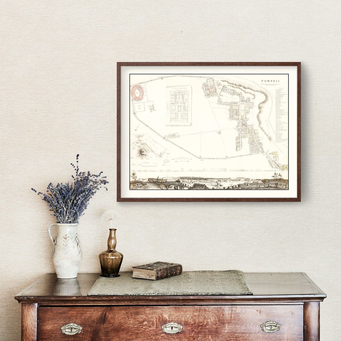 Vintage Map of Pompeii, Italy 1832