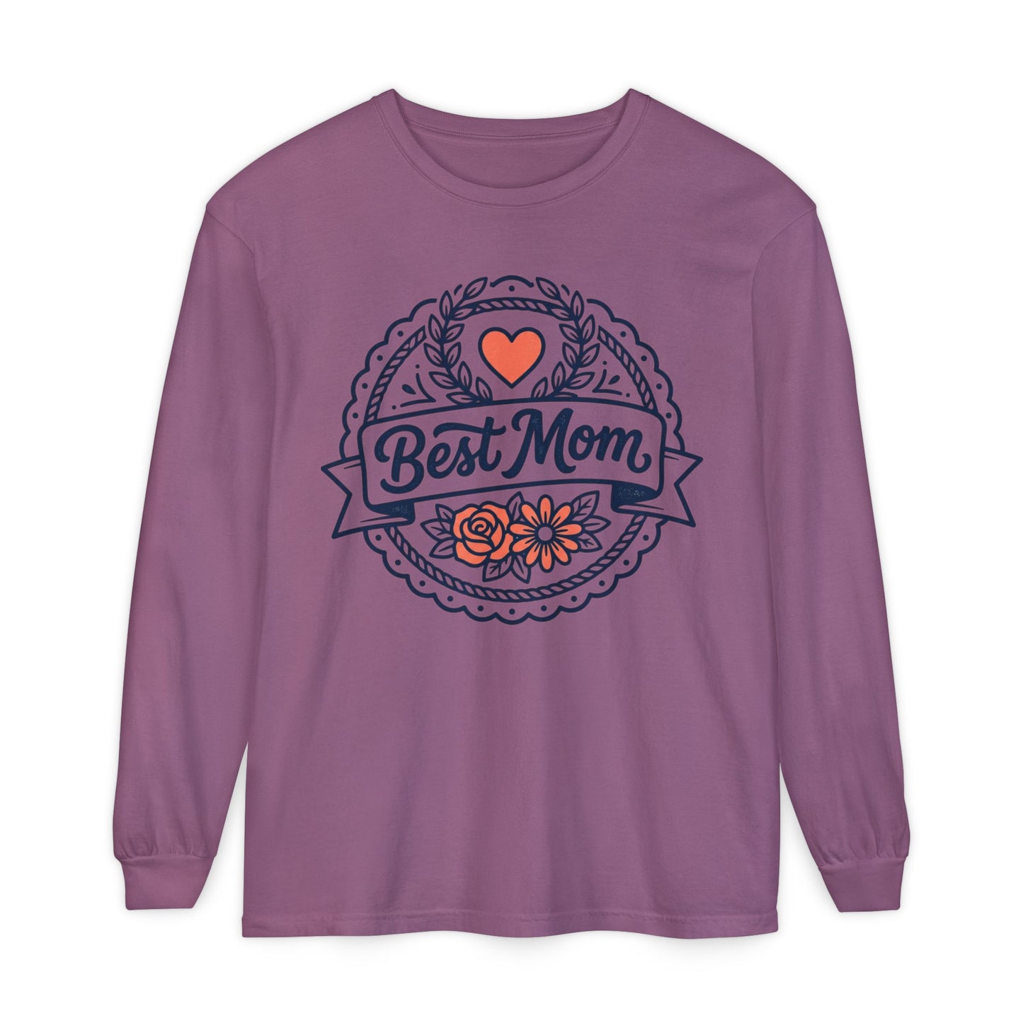 Best Mom Long Sleeve T-Shirt — Floral Heart Mother's Day Tee