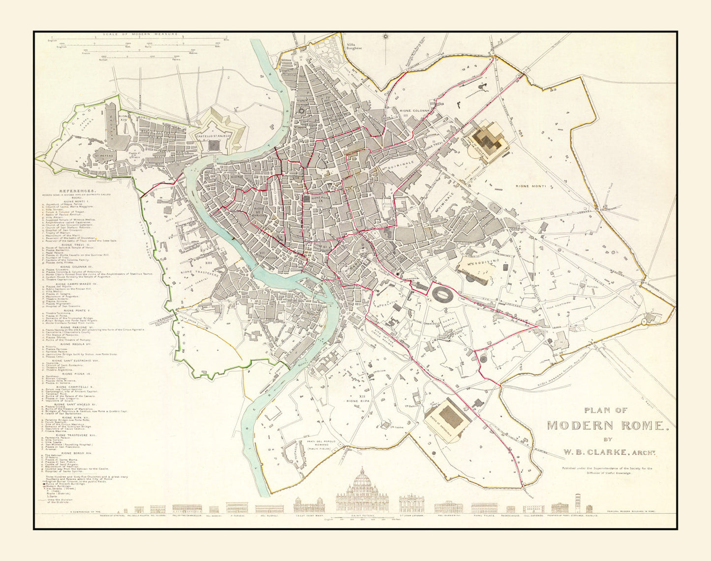 Vintage Map of Stockholm, Sweden 1838