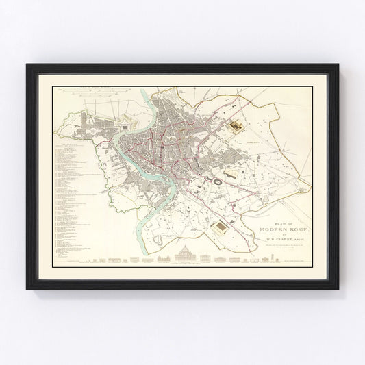 Vintage Map of Stockholm, Sweden 1838
