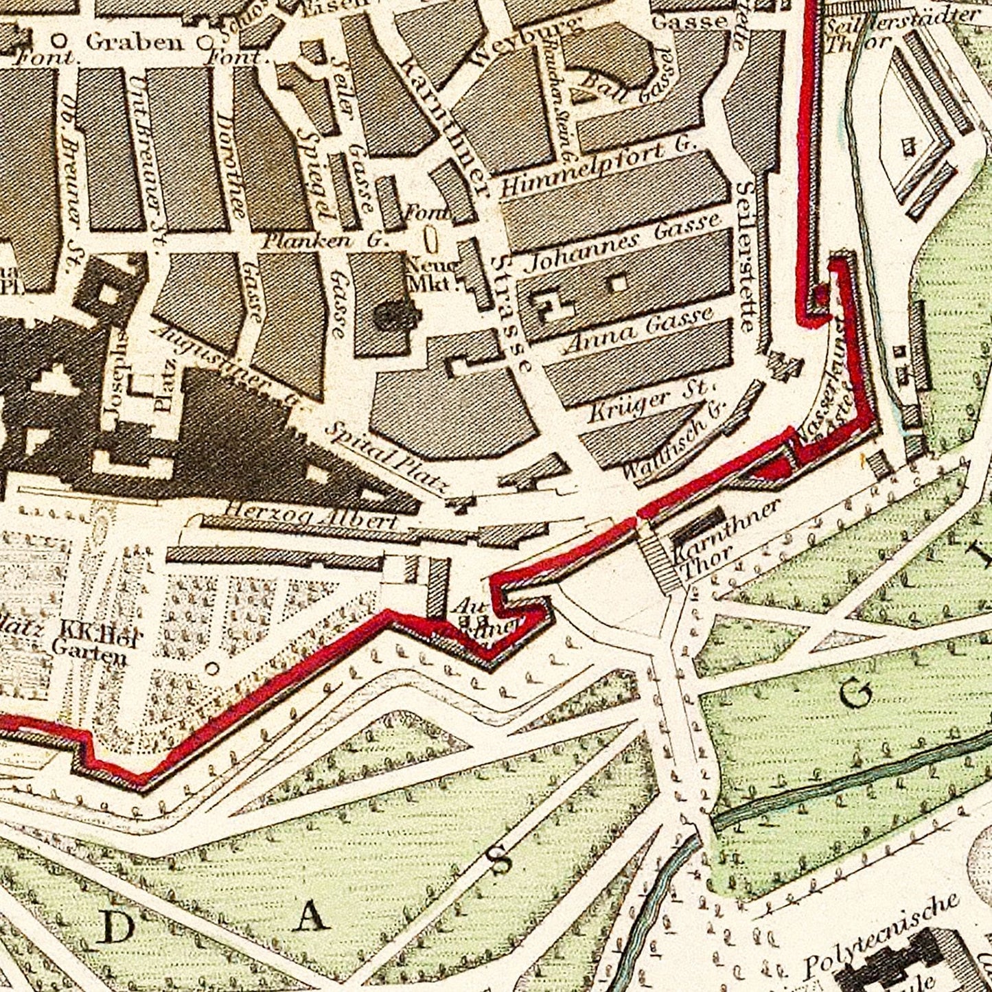Vintage Map of Vienna, Austria 1833
