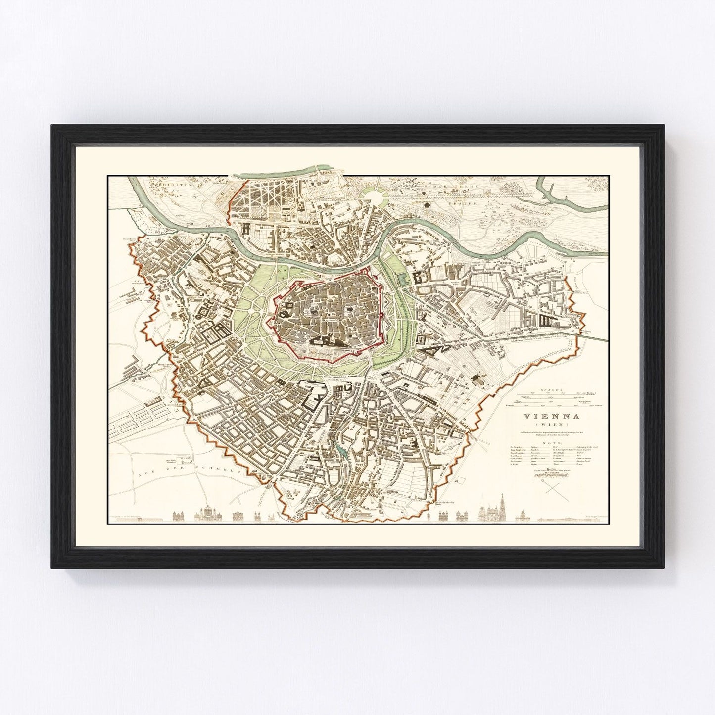 Vintage Map of Vienna, Austria 1833