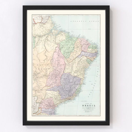 Vintage Map of Brazil 1904