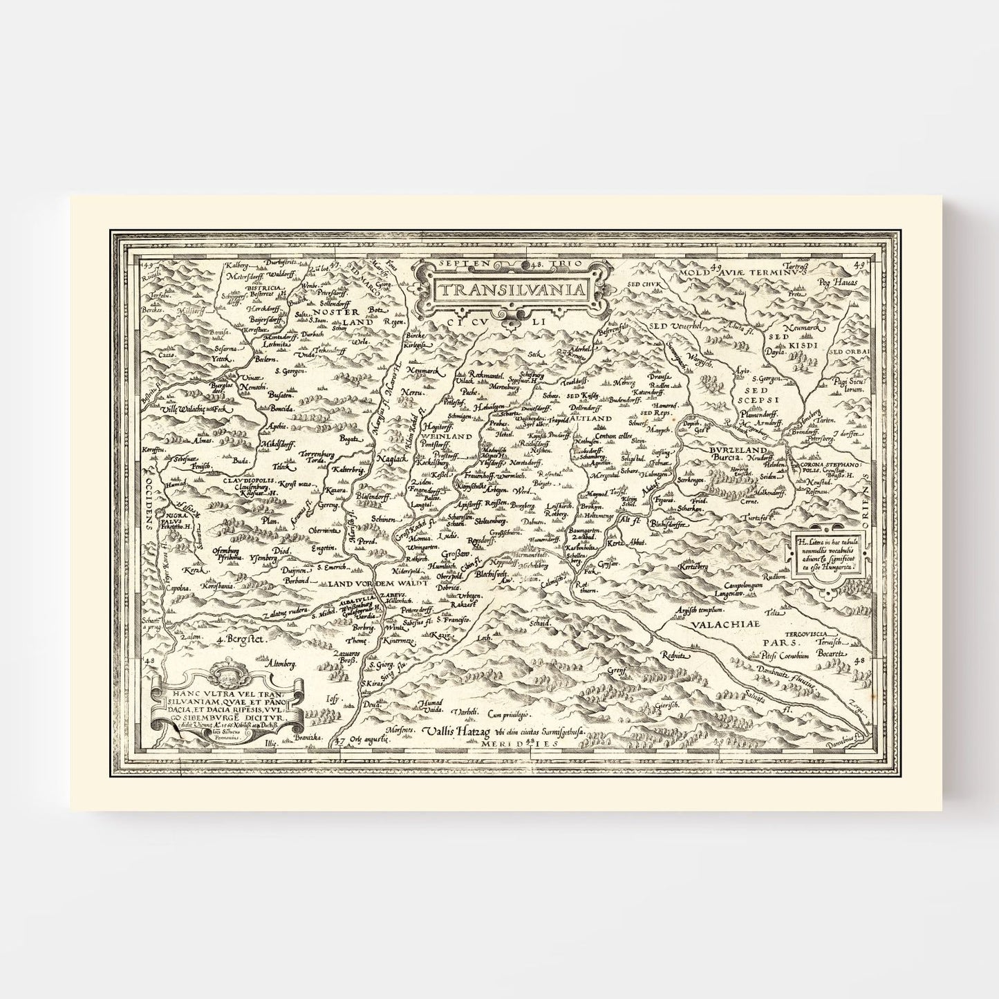 Vintage Map of Transylvania 1665