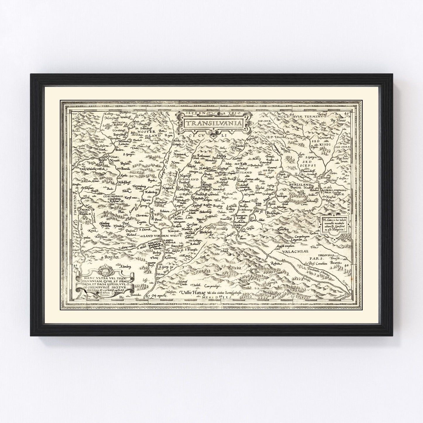 Vintage Map of Transylvania 1665