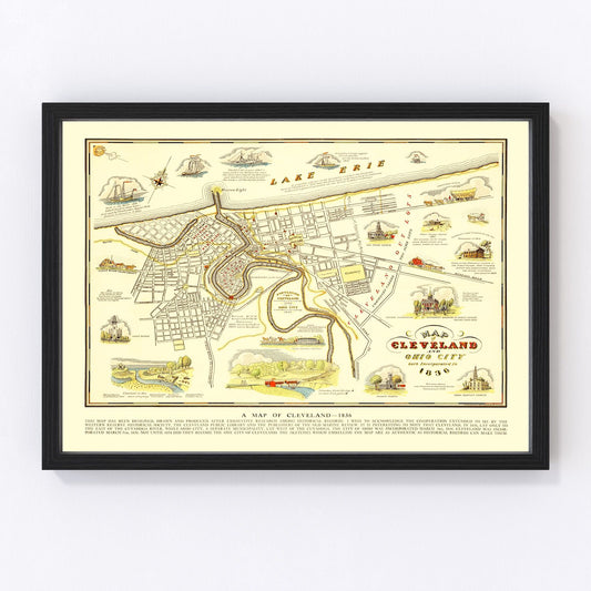 Vintage Map of Cleveland, Ohio 1937