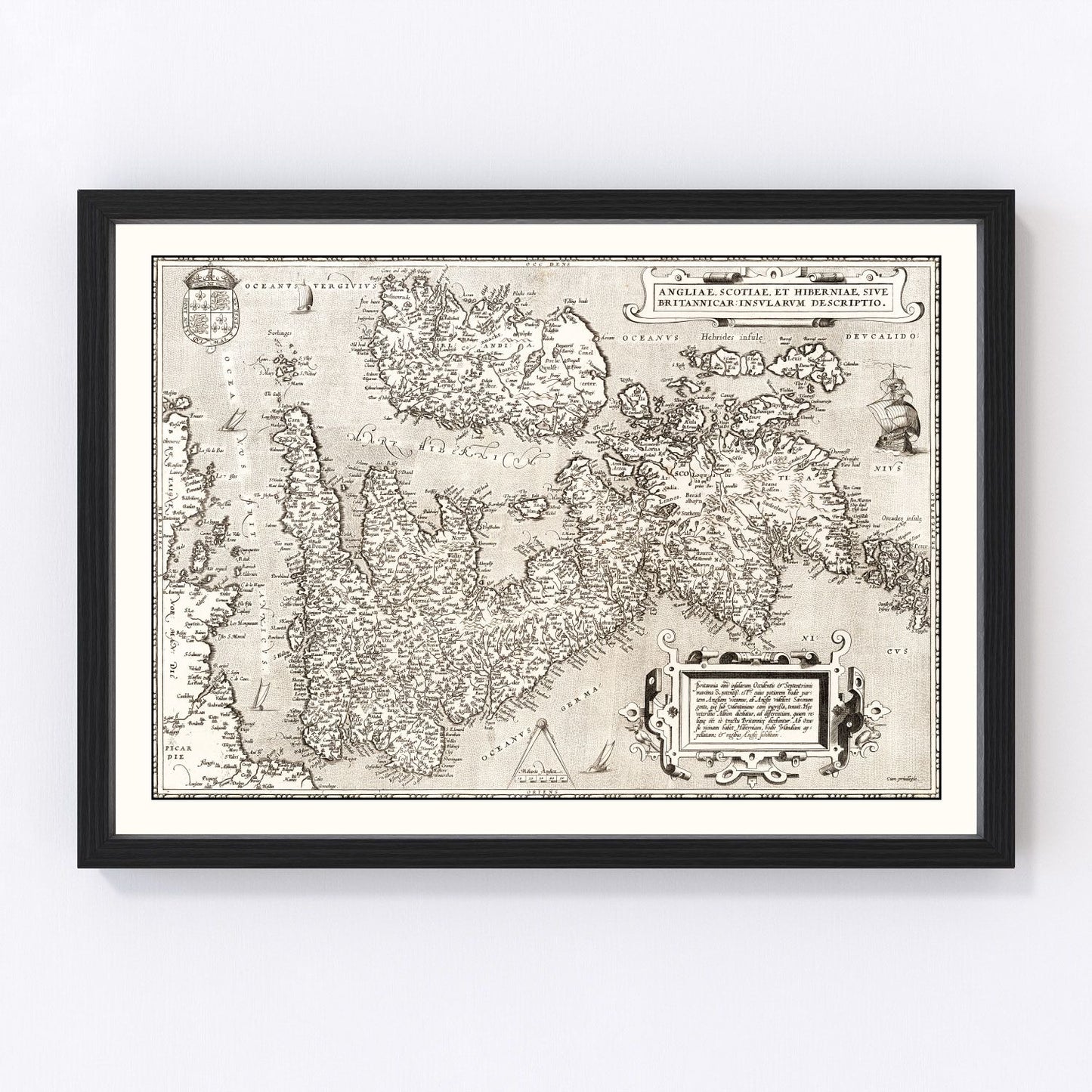 Vintage Map of England, Scotland, Ireland 1570