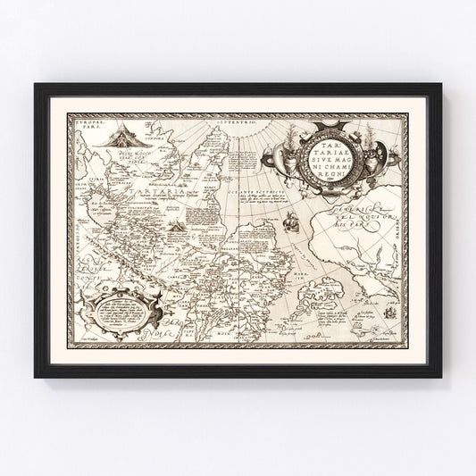 Vintage Map of Russia, Japan & China 1570