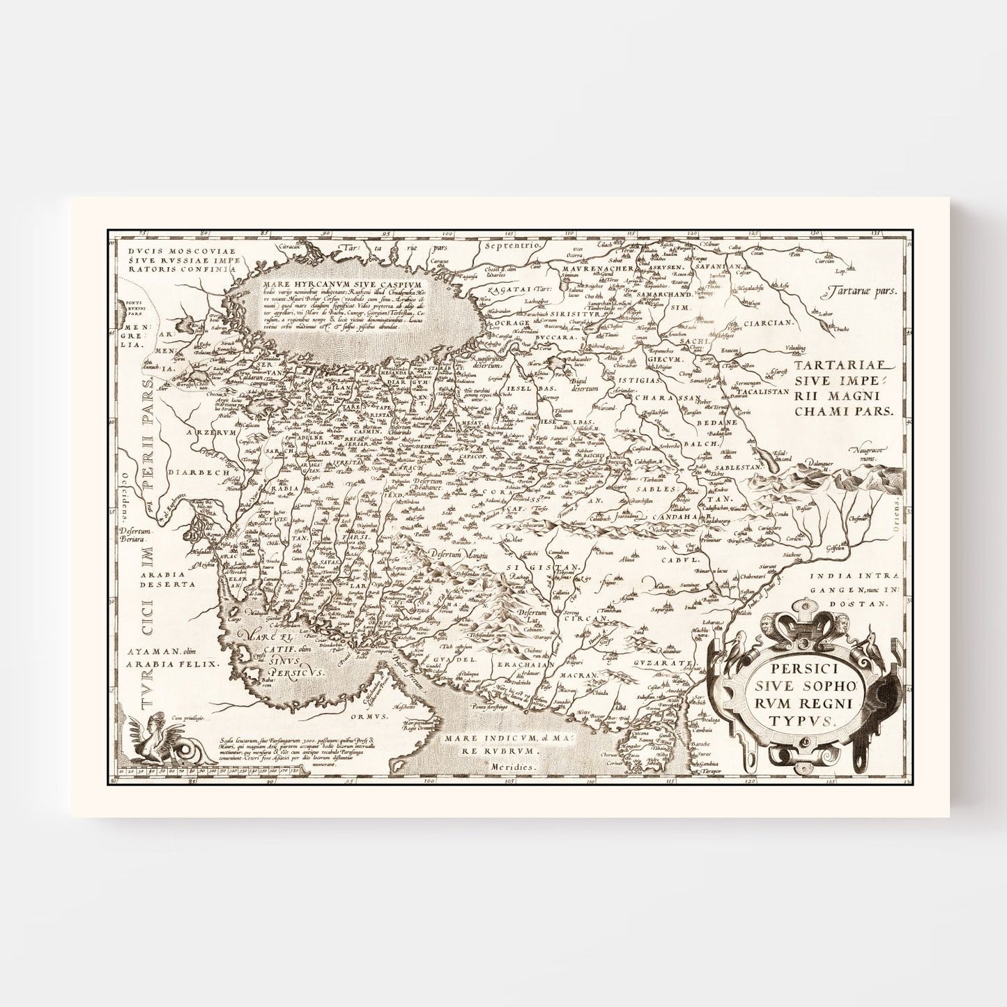 Vintage Map of Persian Empire, 1570