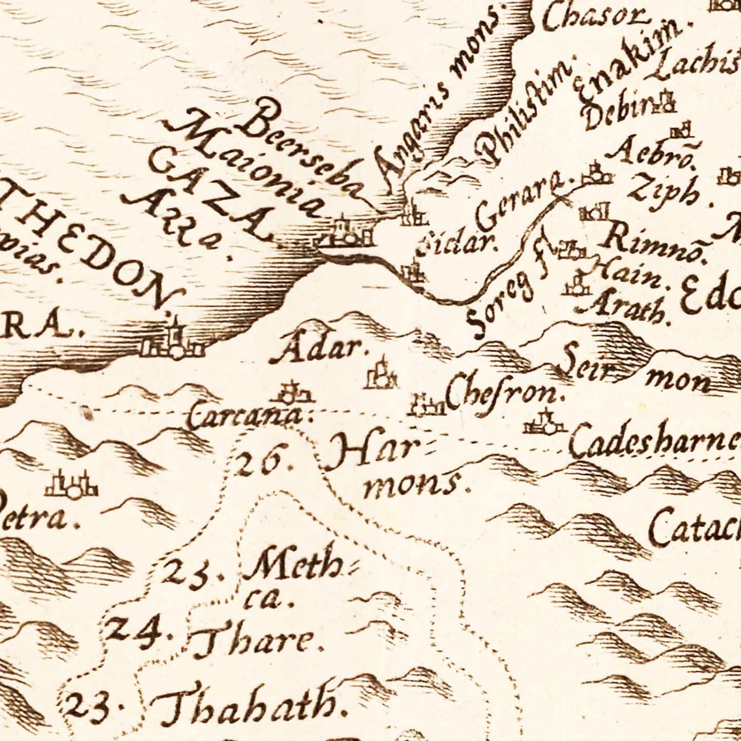 Vintage Map of The Holy Lands, 1570
