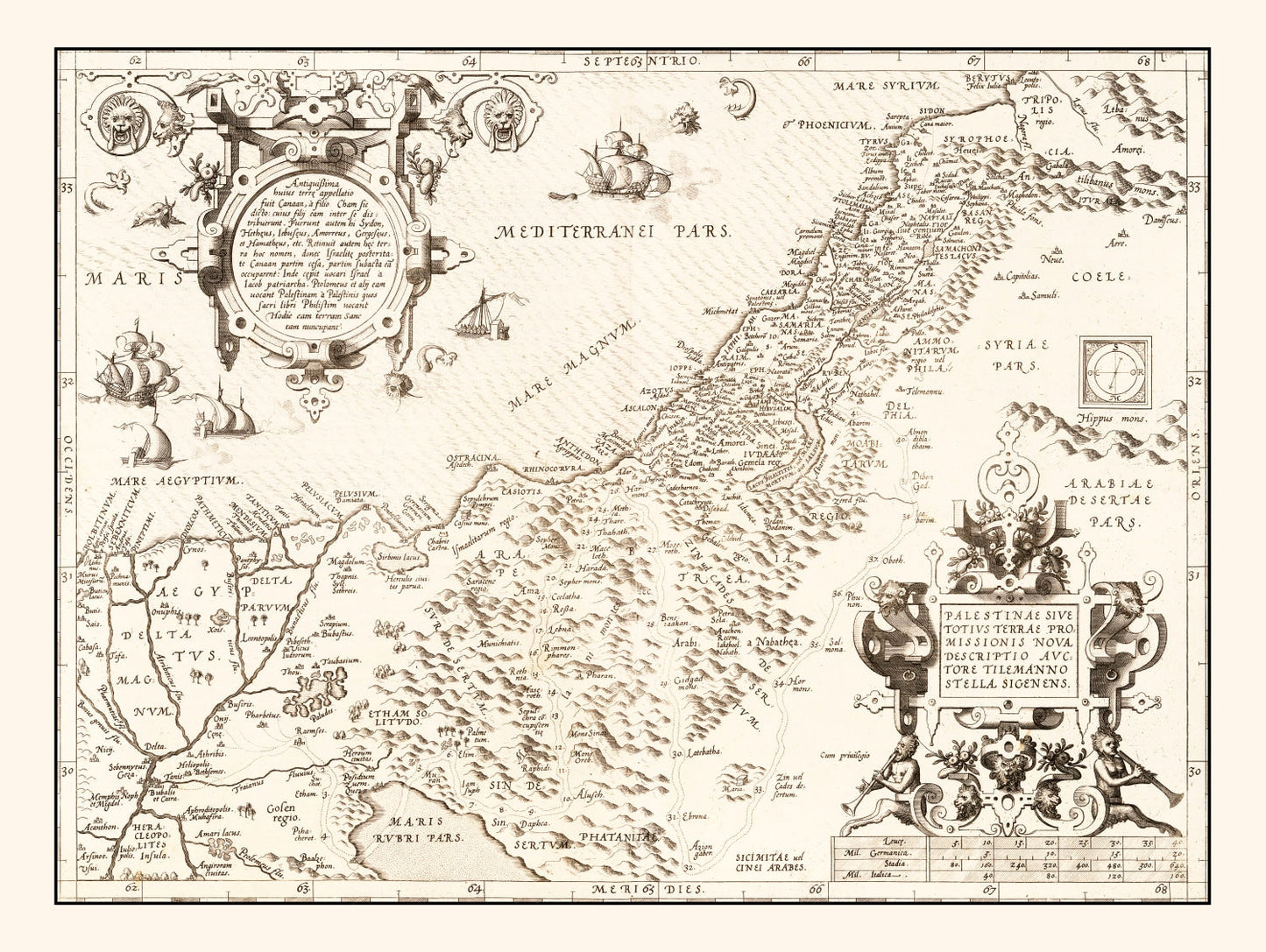 Vintage Map of The Holy Lands, 1570