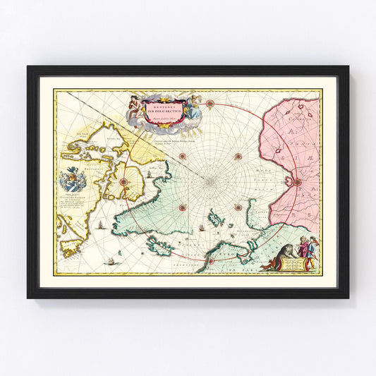 Vintage Map of North Pole, 1665