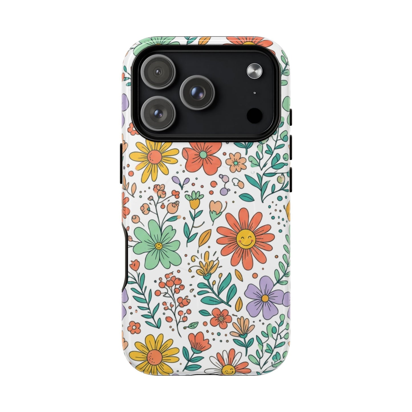 Floral Doodle Tough Magnetic Phone Case – Colorful Wildflower Protection
