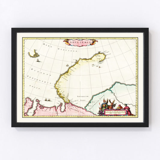 Vintage Map of Nova Zembla, 1665